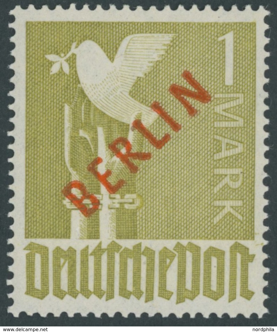 BERLIN 33 **, 1949, 1 M. Rotaufdruck, Postfrisch, Pracht, Ohne Signum, Fotobefund H.D. Schlegel, Mi. 550.- - Autres & Non Classés