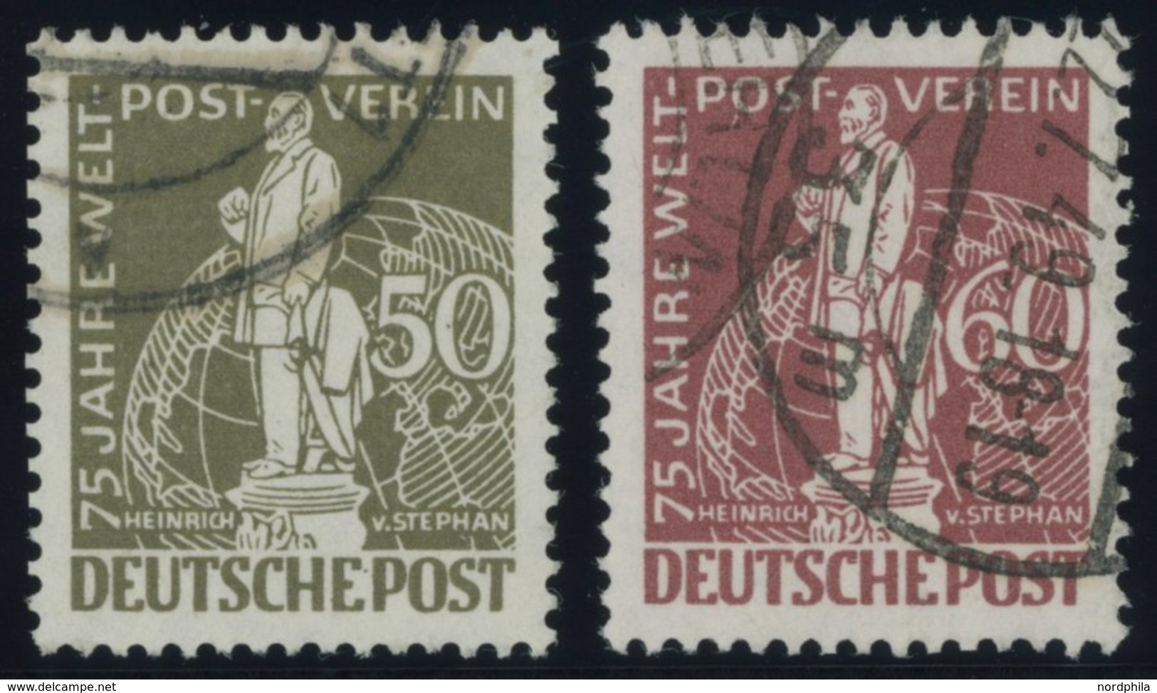 BERLIN 38/9 O, 1949, 50 Und 60 Pf. Stephan, 2 Prachtwerte, Mi. 90.- - Other & Unclassified