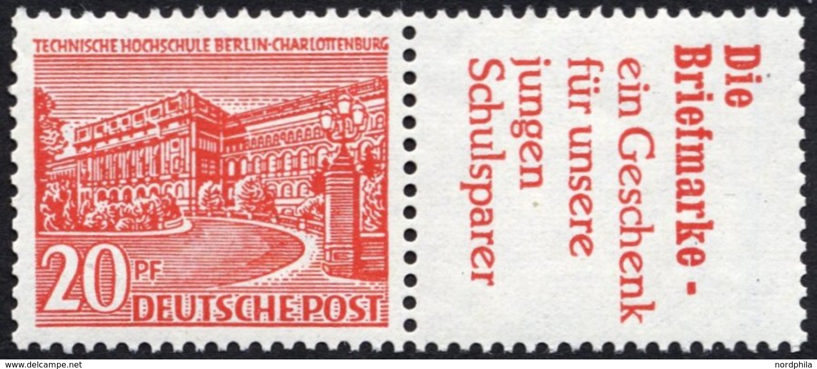 ZUSAMMENDRUCKE W 17 **, 1952, Bauten 20 + R2, Heftchenzähnung, Pracht, Mi. 95.- - Se-Tenant