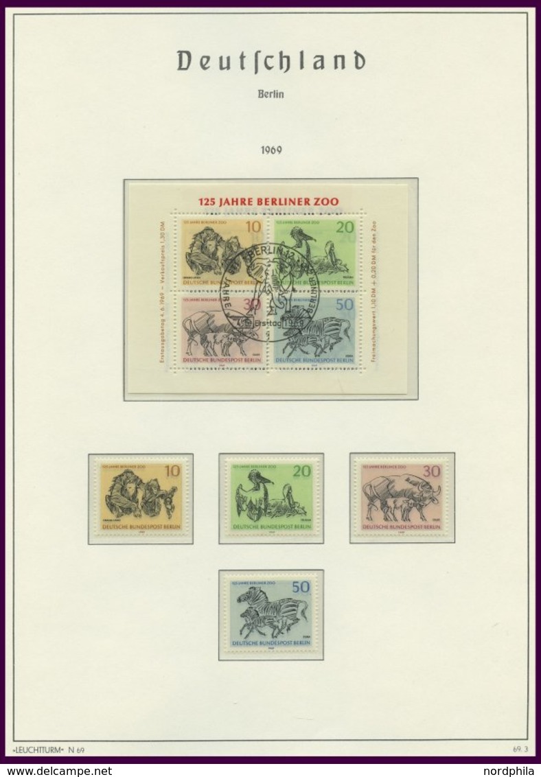 SAMMLUNGEN **, 1969-76, In Den Hauptnummern Komplette Sammlung Berlin Auf Leuchtturm-Falzlosseiten, Die Ersten 3 Blocks  - Sonstige & Ohne Zuordnung