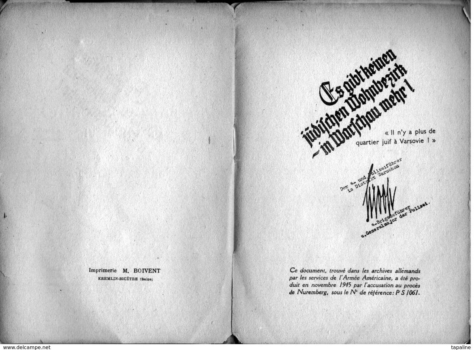 GUETTO DE VARSOVIE Racontèe Par Les Allemands En 1946 Livre De 88 Pages - Historische Dokumente