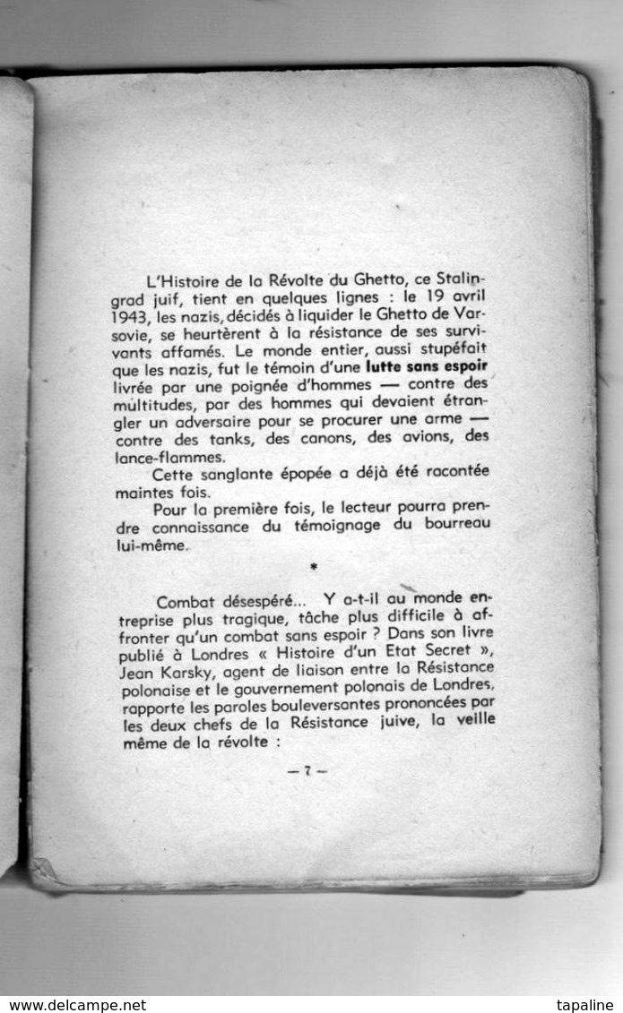 GUETTO DE VARSOVIE Racontèe Par Les Allemands En 1946 Livre De 88 Pages - Historische Dokumente