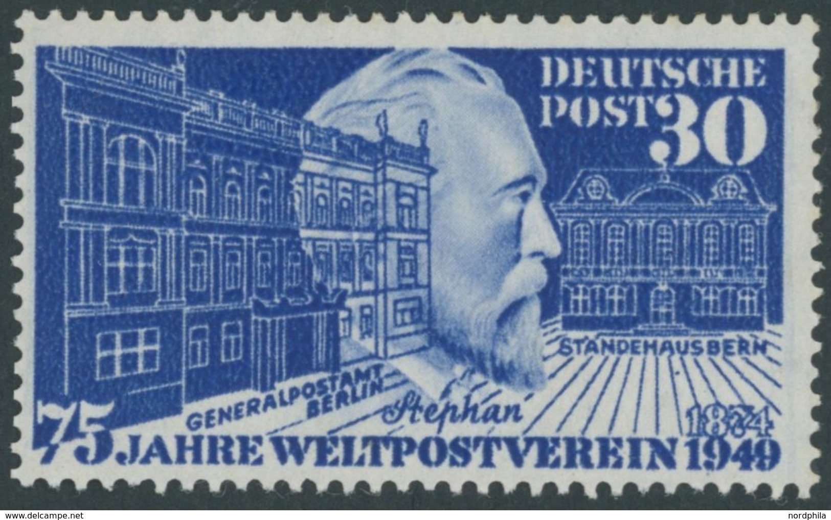 BUNDESREPUBLIK 116VIII *, 1949, 30 Pf. Stephan Mit Abart Punkt Rechts Unter Dem A In Ständehaus, Falzreste, Pracht - Autres & Non Classés