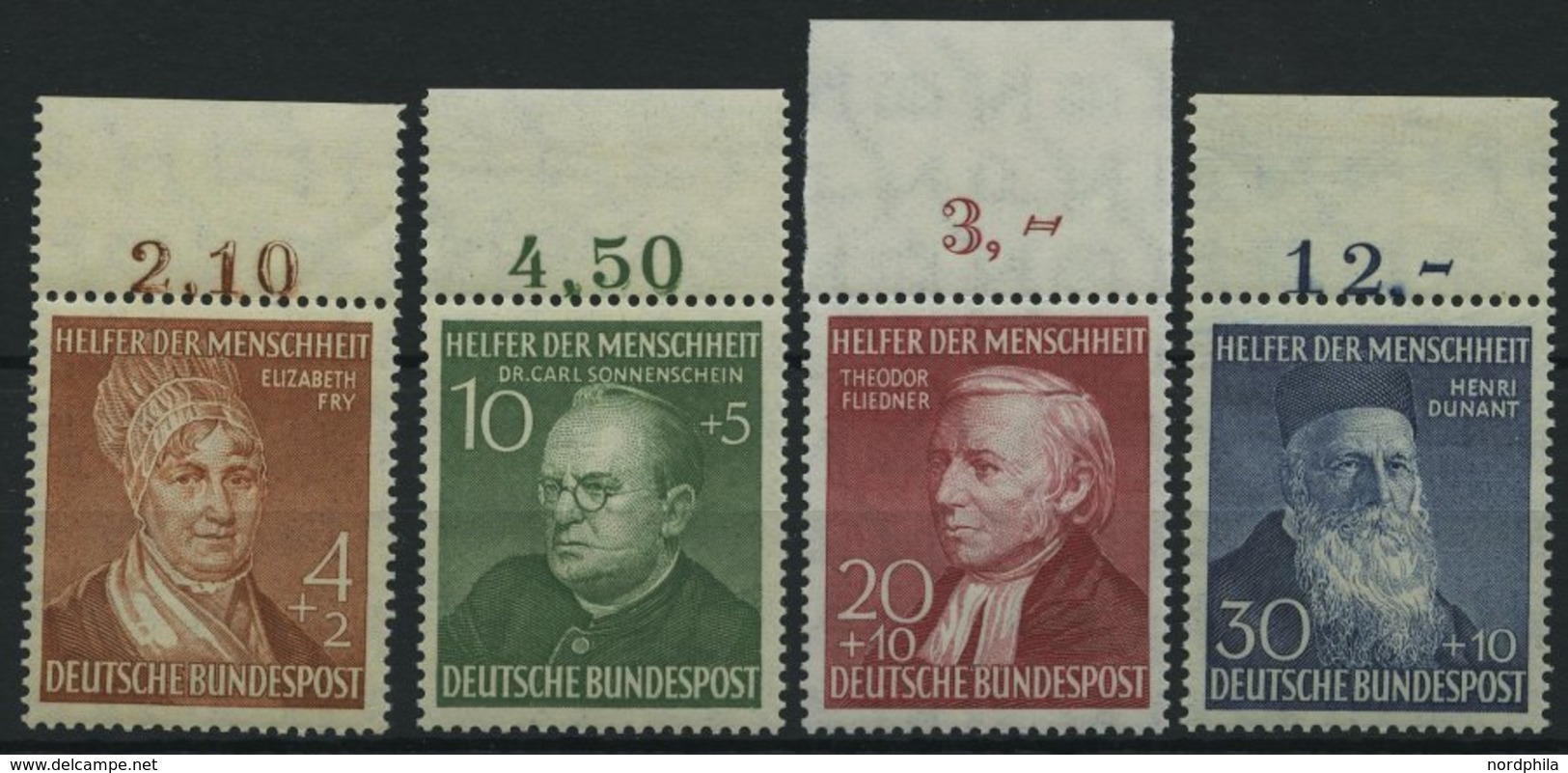 BUNDESREPUBLIK 156-59 **, 1952, Helfer Der Menschheit Vom Oberrand, Prachtsatz - Autres & Non Classés