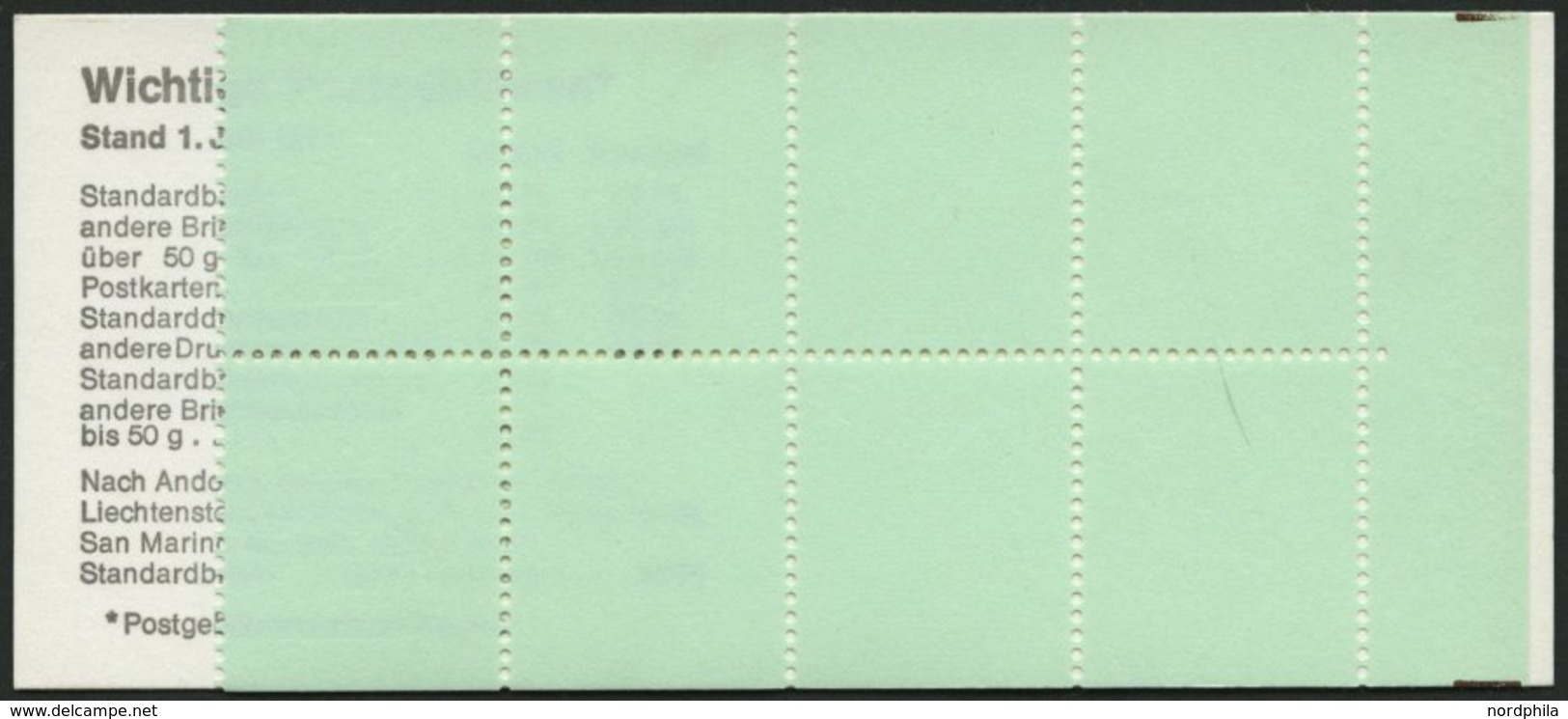 MARKENHEFTCHEN VJ-MH 20b **, 1974, Versuchs-Markenheftchen Unfallverhütung, 2. Deckelseite: Telefonansagedienste, Pracht - Sonstige & Ohne Zuordnung
