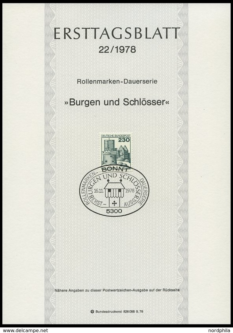 ERSTTAGSBLÄTTER 956-99 BrfStk, 1978, Kompletter Jahrgang, ETB 1 - 22/78, Pracht - Autres & Non Classés