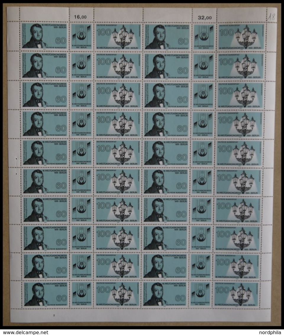 ENGROS 1537/8KB **, 1991, Weltkongress, 5 Zusammendruckbogen, Postfrisch, Pracht, Mi. 375.- - Unused Stamps