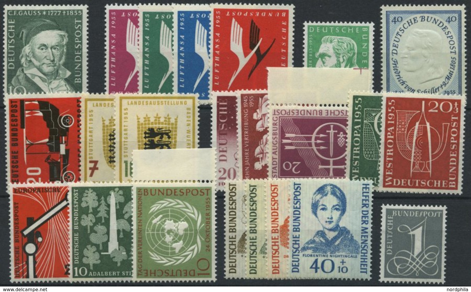 JAHRGÄNGE 204-26x **, 1955, Kompletter Jahrgang, Pracht - Autres & Non Classés