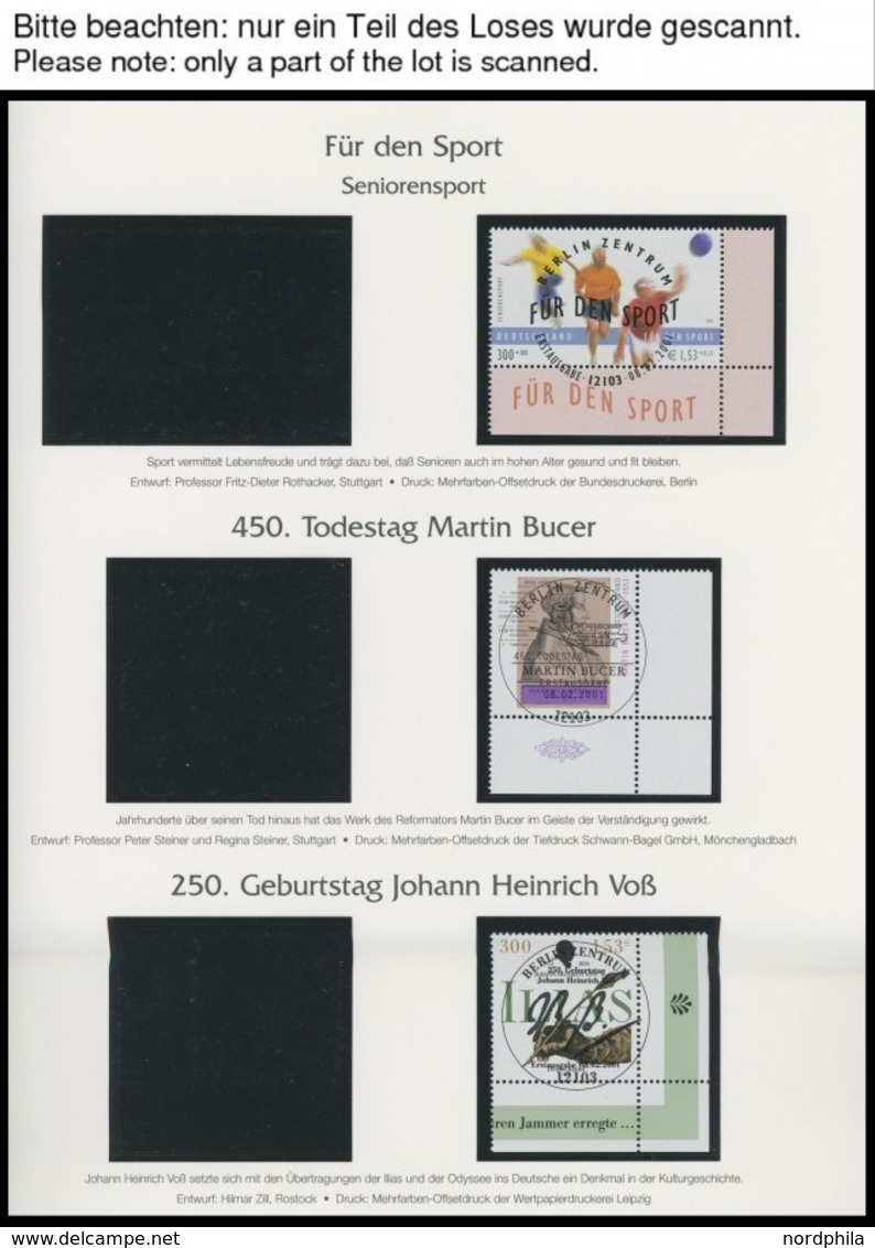 JAHRGÄNGE 2156-Bl. 57 O, 2001, Kompletter Jahrgang, Ohne Selbstklebende Marken, Jeweils Aus Der Rechten Unteren Bogeneck - Autres & Non Classés