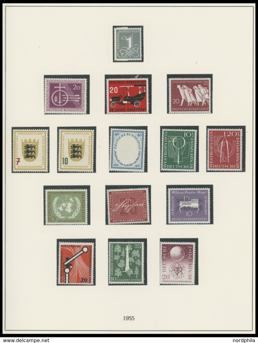 SAMMLUNGEN **, Ab Mi.Nr. 197 Komplette Postfrische Sammlung Bundesrepublik Von 1954-62 Auf Lindner Falzlosseiten, Dabei  - Gebraucht