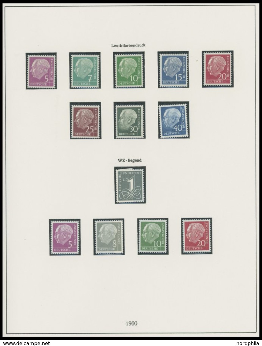 SAMMLUNGEN **, Ab Mi.Nr. 197 Komplette Postfrische Sammlung Bundesrepublik Von 1954-62 Auf Lindner Falzlosseiten, Dabei  - Oblitérés