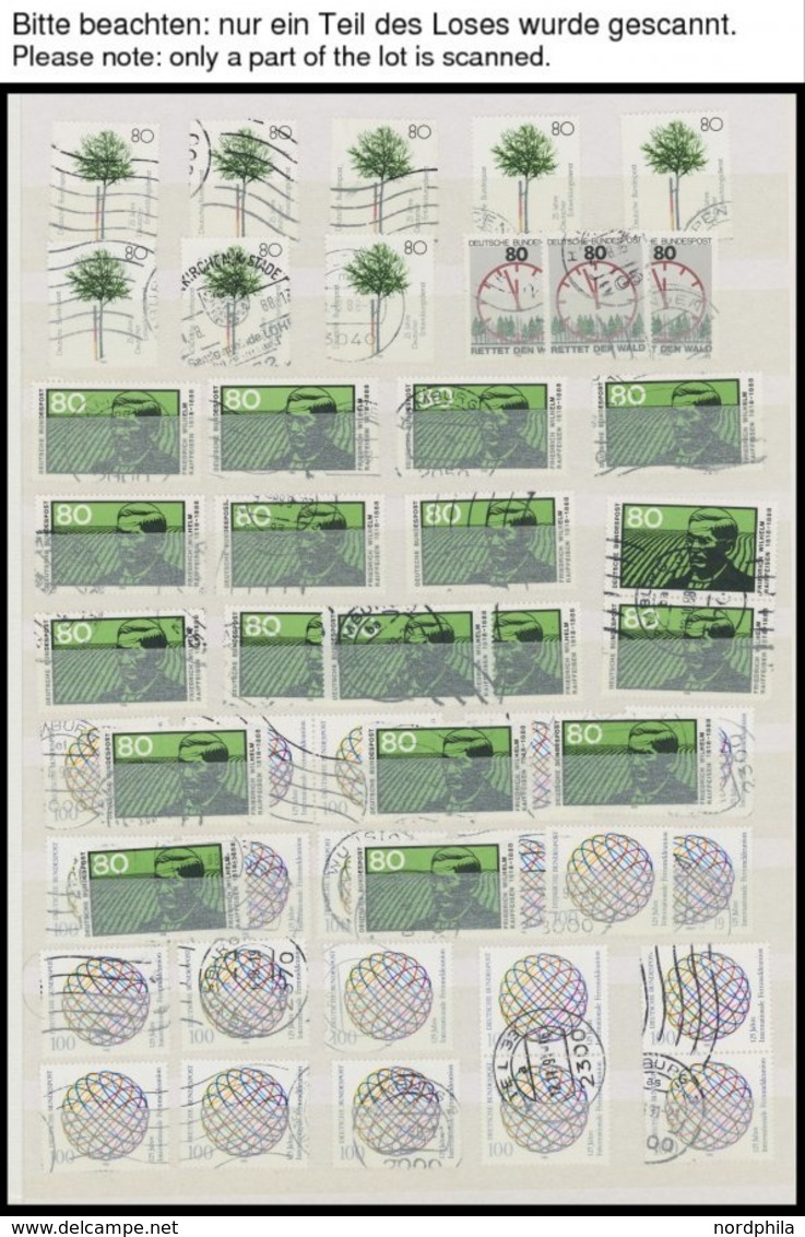 LOTS O, 1986-92, Gestempelte Dublettenpartie Bundesrepublik, Sauber In 2 Einsteckbüchern, Vieles Mit Wellenstempeln, Pra - Sonstige & Ohne Zuordnung