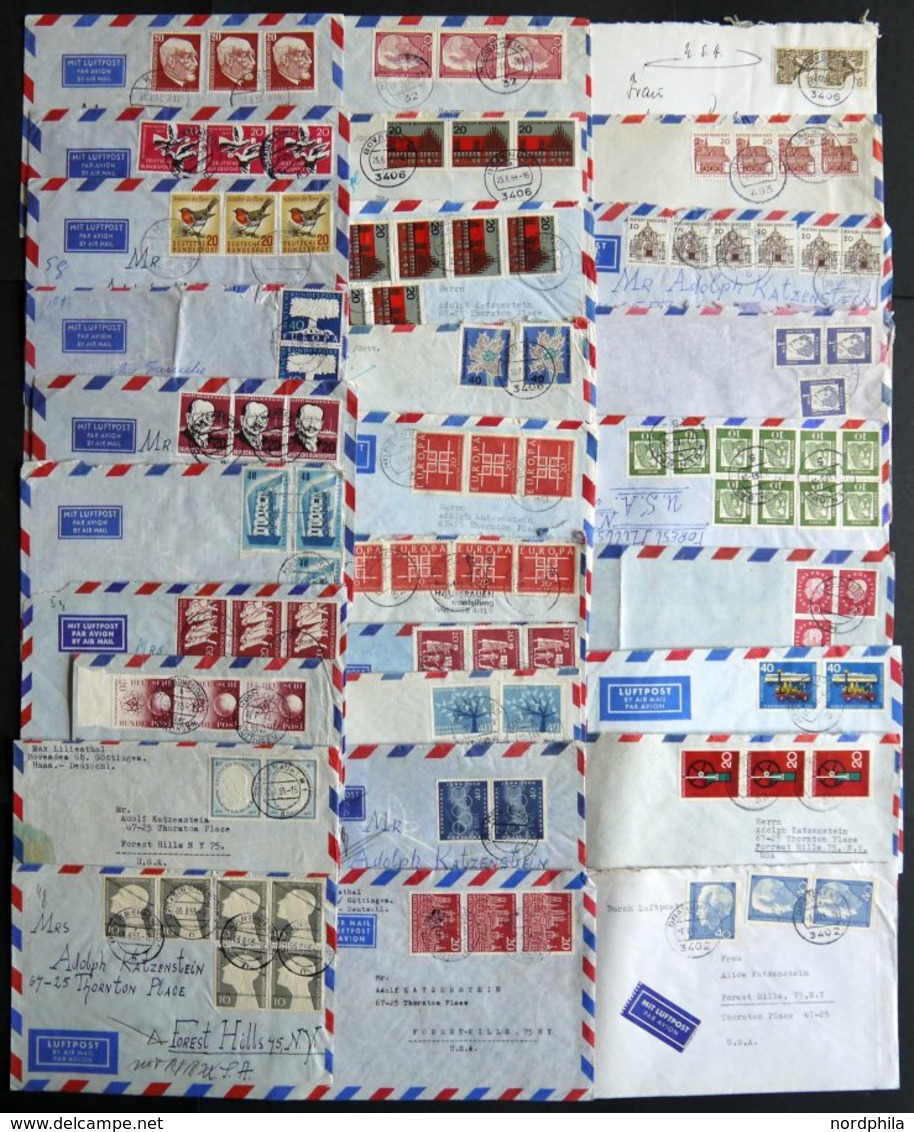 LOTS 1953-65, 29 Bedarfsluftpostbriefe In Die USA Mit Verschiedenen Mehrfachfrankaturen Und Einzelfrankaturen, Etwas Unt - Autres & Non Classés