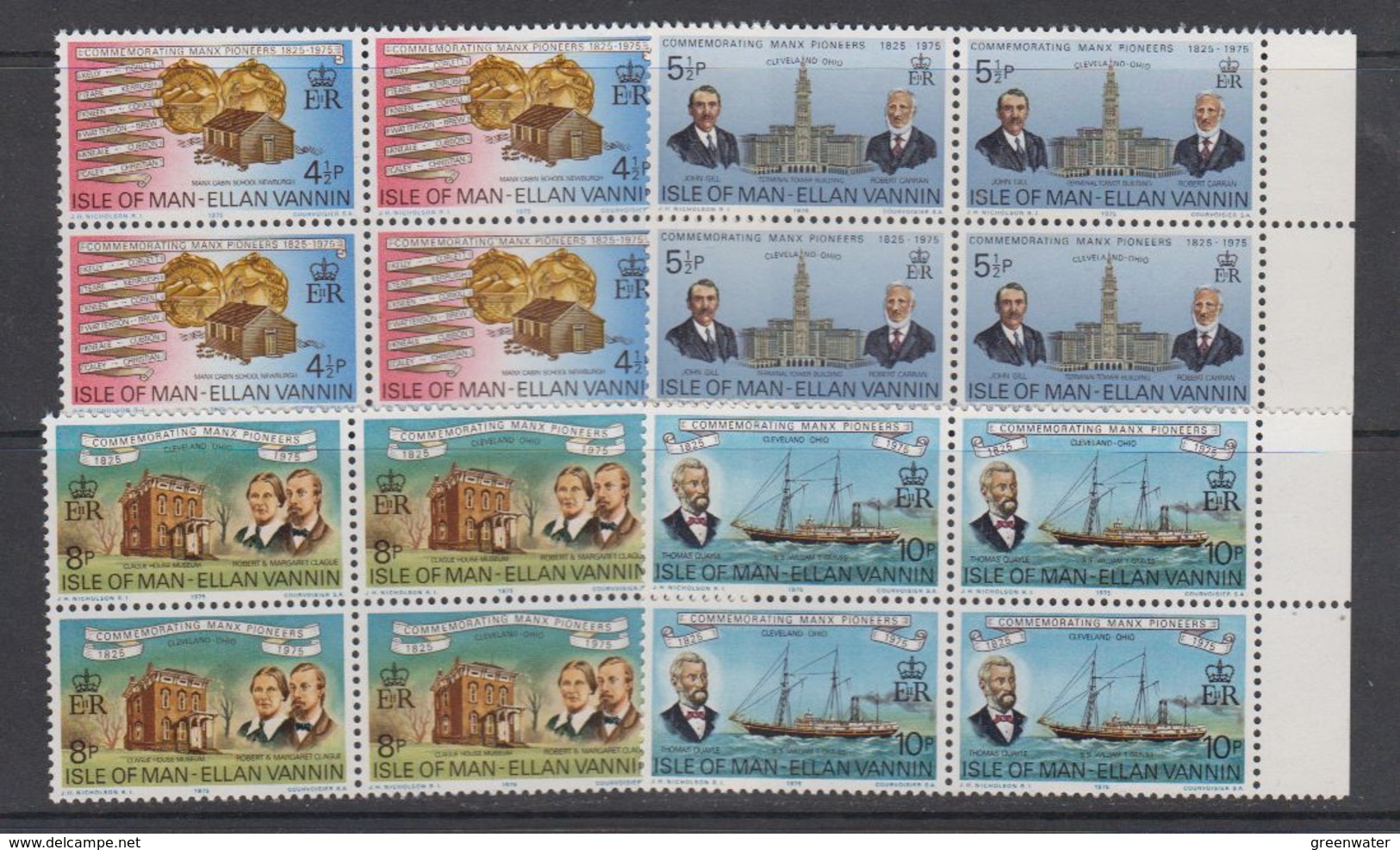 Isle Of Man 1975 Manx Pioneers 4v Bl Of 4 ** Mnh (42529J) - Man (Eiland)