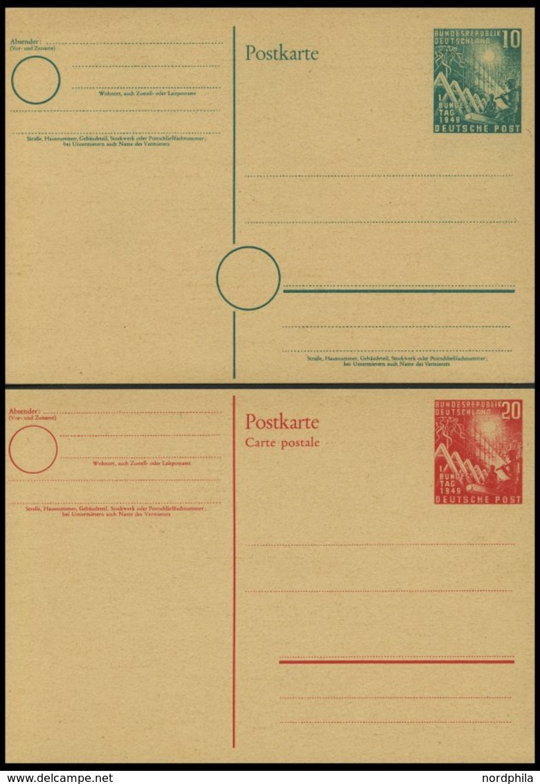 GANZSACHEN PSo 1/2 BRIEF, 1949, Bundestag, Ungebraucht, 2 Prachtkarten, Mi. 56.- - Collections