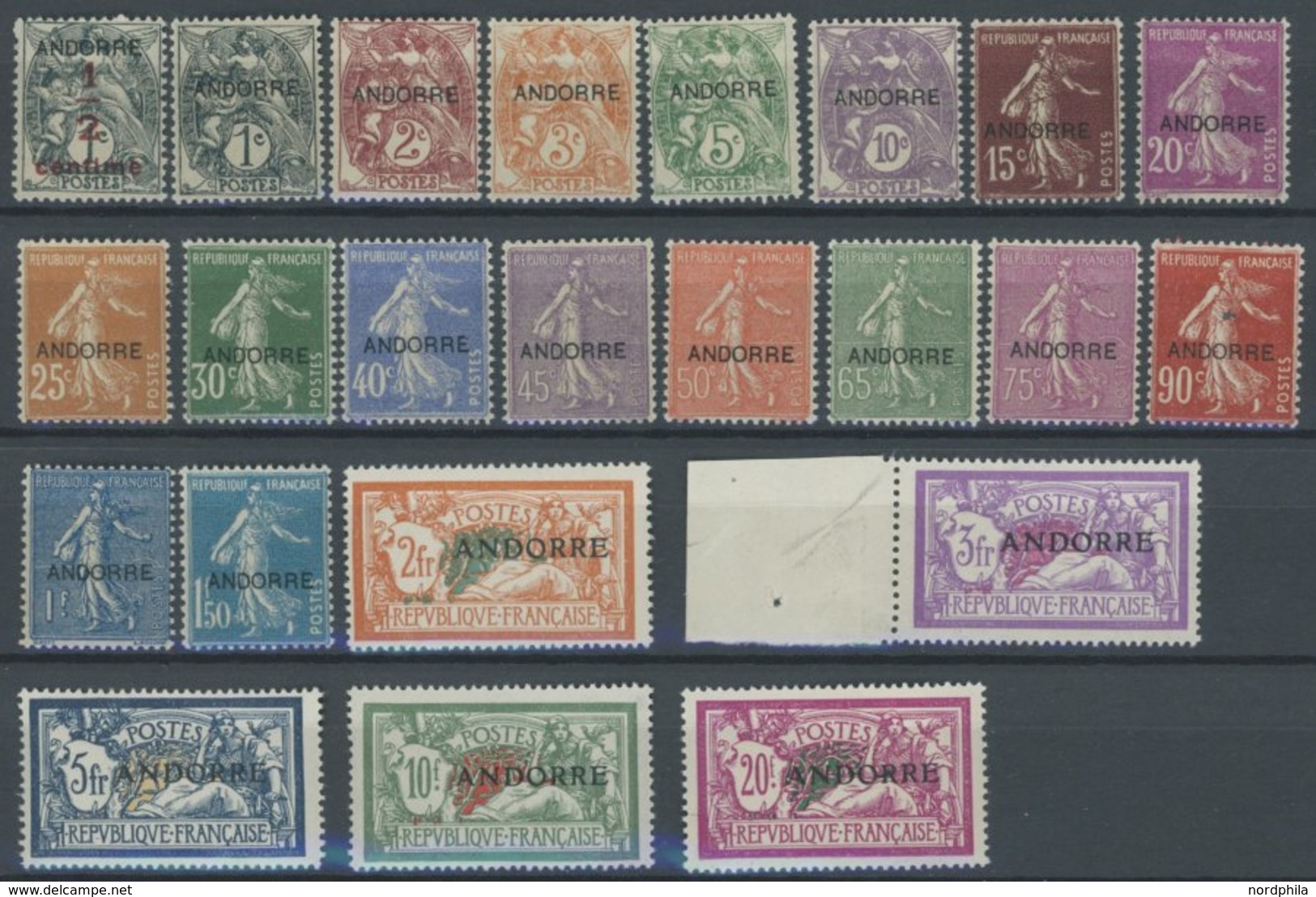 FRANZÖSISCHE-POST 1-23 **, 1931, ANDORRE, Prachtsatz, Mi. 2500.- - Unused Stamps