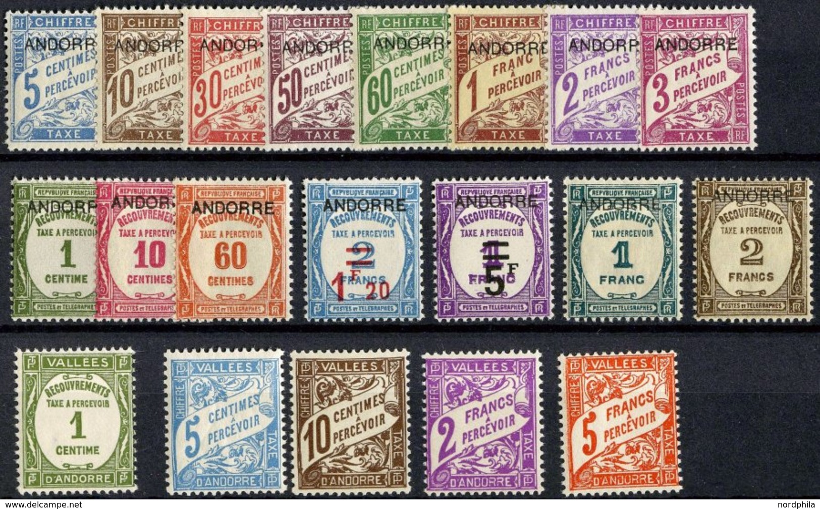 FRANZÖSISCHE-POST P 1-20 *, Portomarken: 1931-41, Komplett, Falzrest, 20 Prachtwerte - Unused Stamps