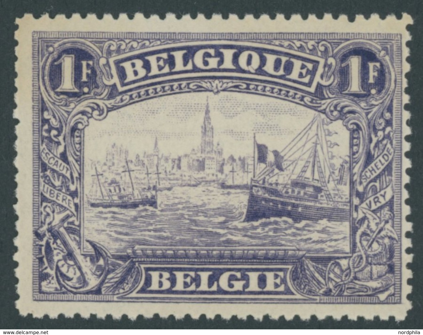 BELGIEN 125A **, 1915, 1 Fr. Hafen Antwerpen, Gezähnt A, Postfrisch, Pracht - 1849 Hombreras