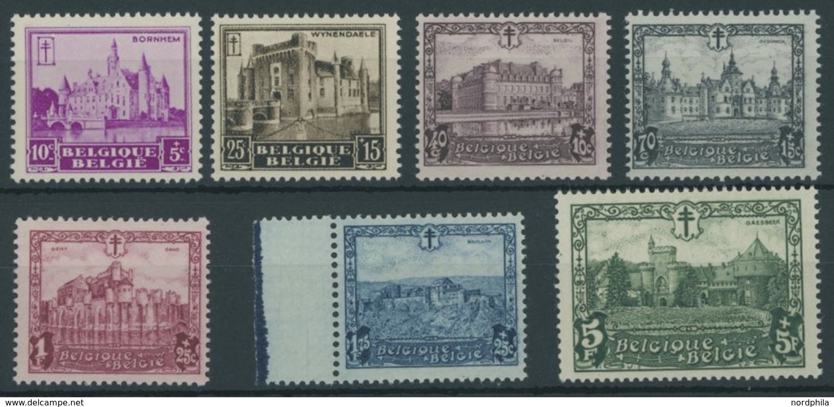 BELGIEN 291-97 **, 1930, Burgen Und Schlösser, Postfrischer Prachtsatz, Mi. 160.- - 1849 Schulterklappen