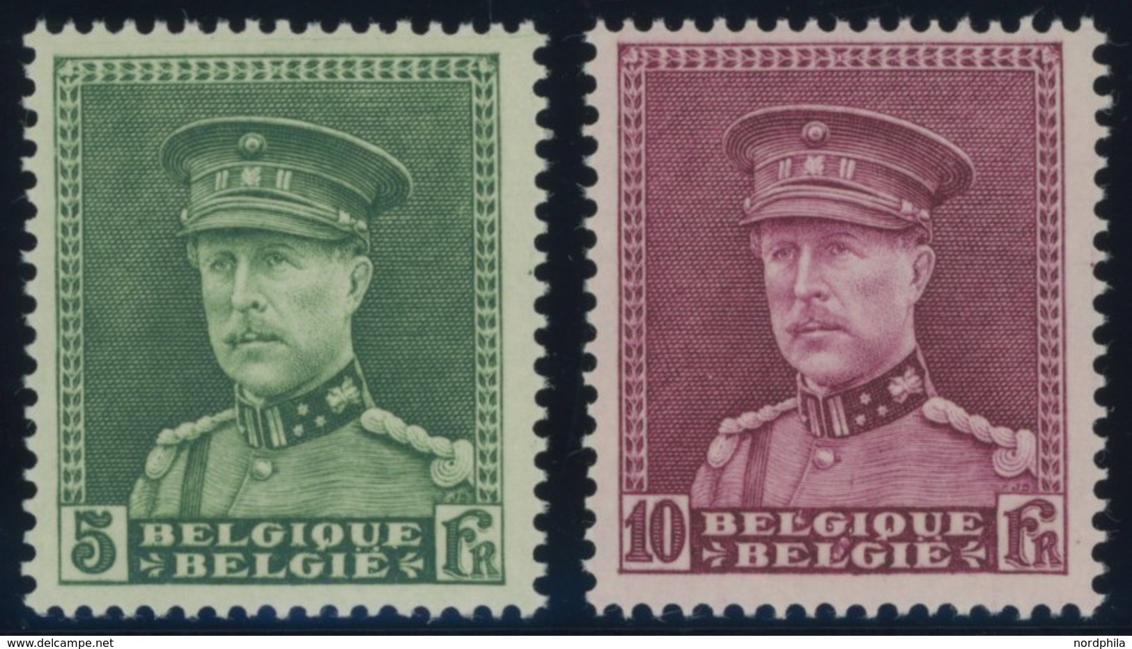 BELGIEN 312/3 **, 1931, 5 Und 10 Fr. König Albert I Mit Schirmmütze, Postfrisch, 2 Prachtwerte, Mi. 290.- - 1849 Epaulettes