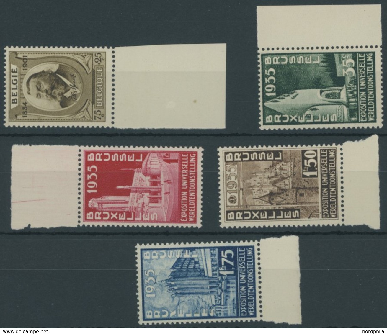 BELGIEN 377-81 **, 1934, Benoit Und Weltausstellung, Postfrisch, 2 Prachtsätze, Mi. 77.- - 1849 Schulterklappen