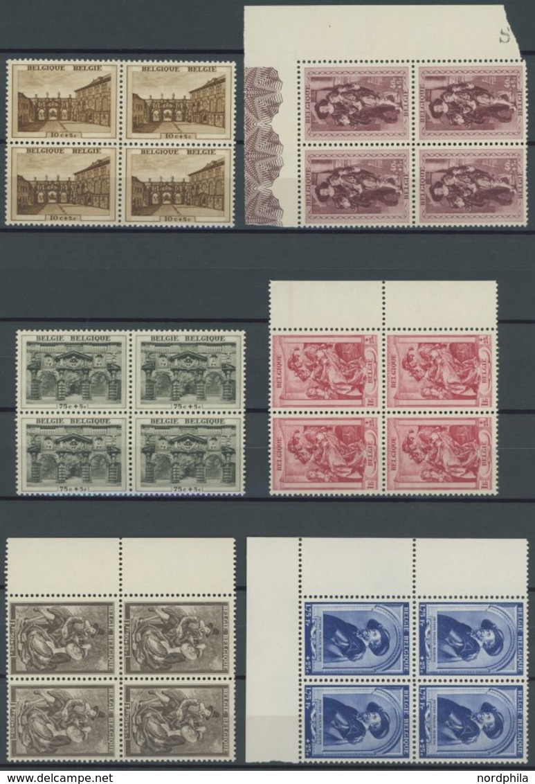 BELGIEN 506-13 VB **, 1939, Rubens-Haus In Viererblocks, Teils Aus Der Bogenecke, Postfrischer Prachtsatz, Mi. (400.-) - 1849 Epaulettes