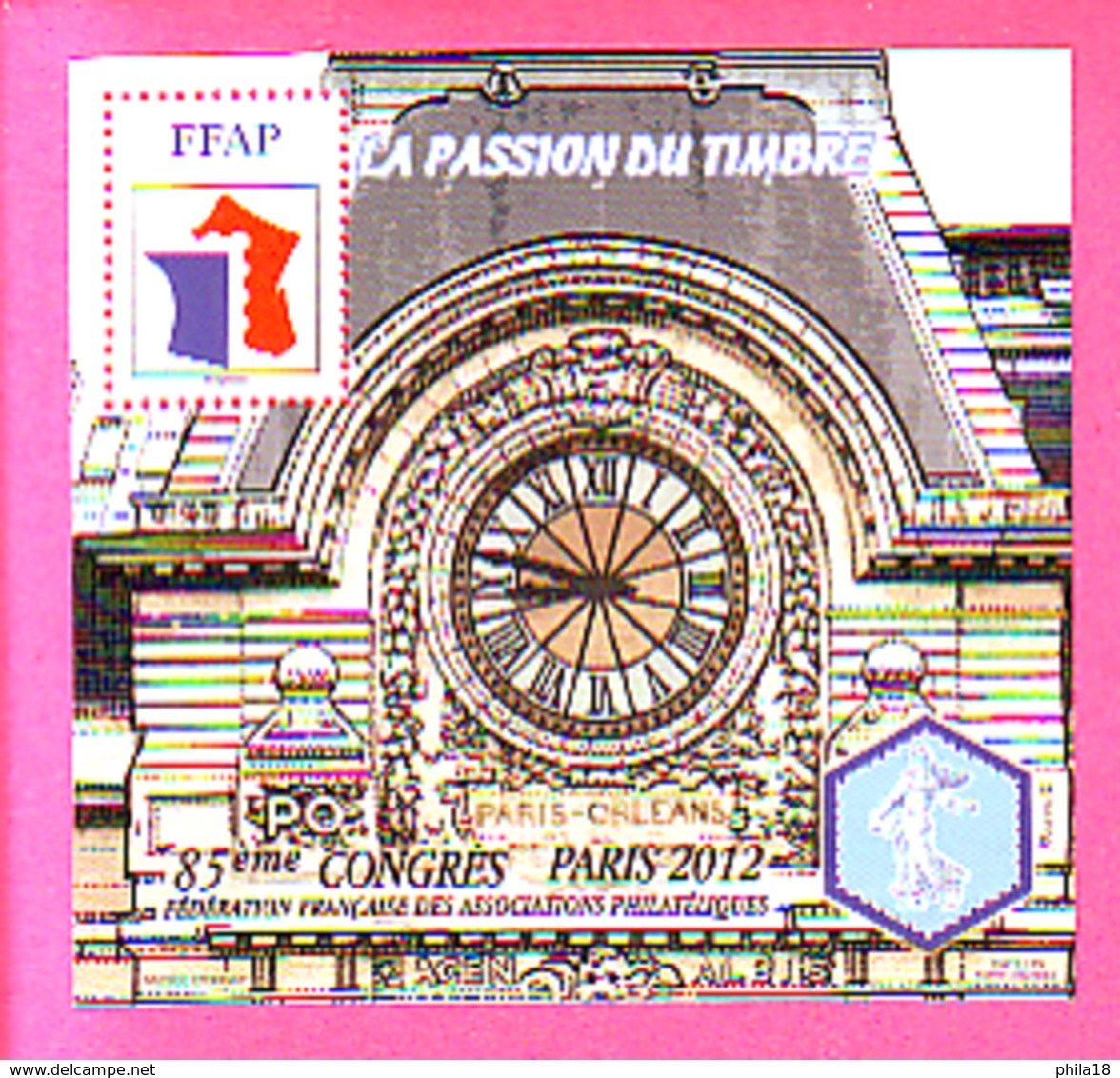 BLOC FFAP 2012 N° 6 ** 85° CONGRES PARIS GARE D'ORSAY  HORLOGE - FFAP