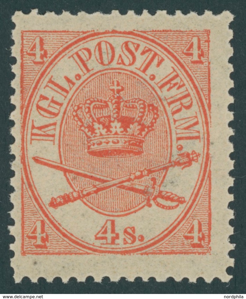 DÄNEMARK 13aA *, 1865, 4 S. Rot, Erstfalzrest, Kabinett - Gebraucht