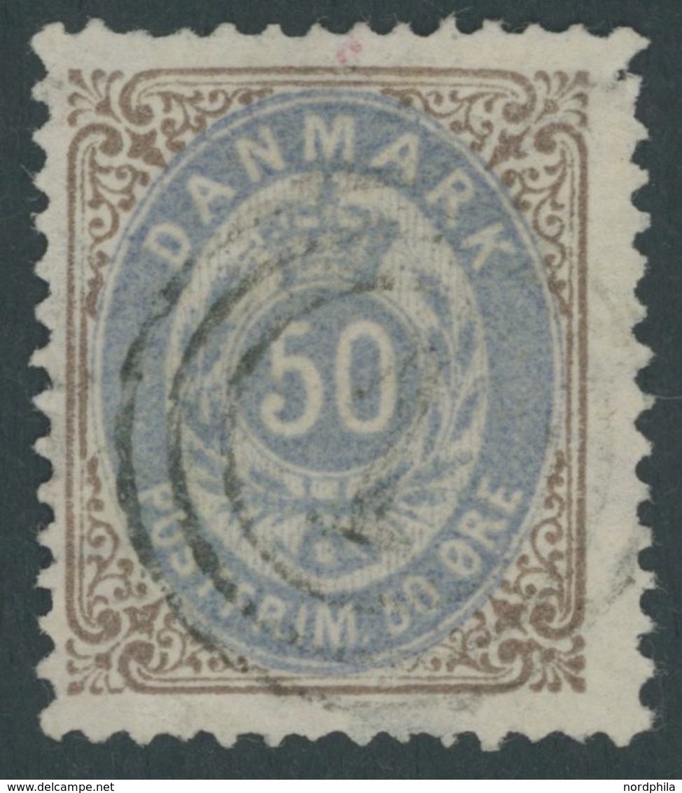 1875, 50 Ø Braun/blauviolett, Feinst, Mi. 250.- -> Automatically Generated Translation: 1875, 50 Ø Brown / Blue-violet,  - Usado