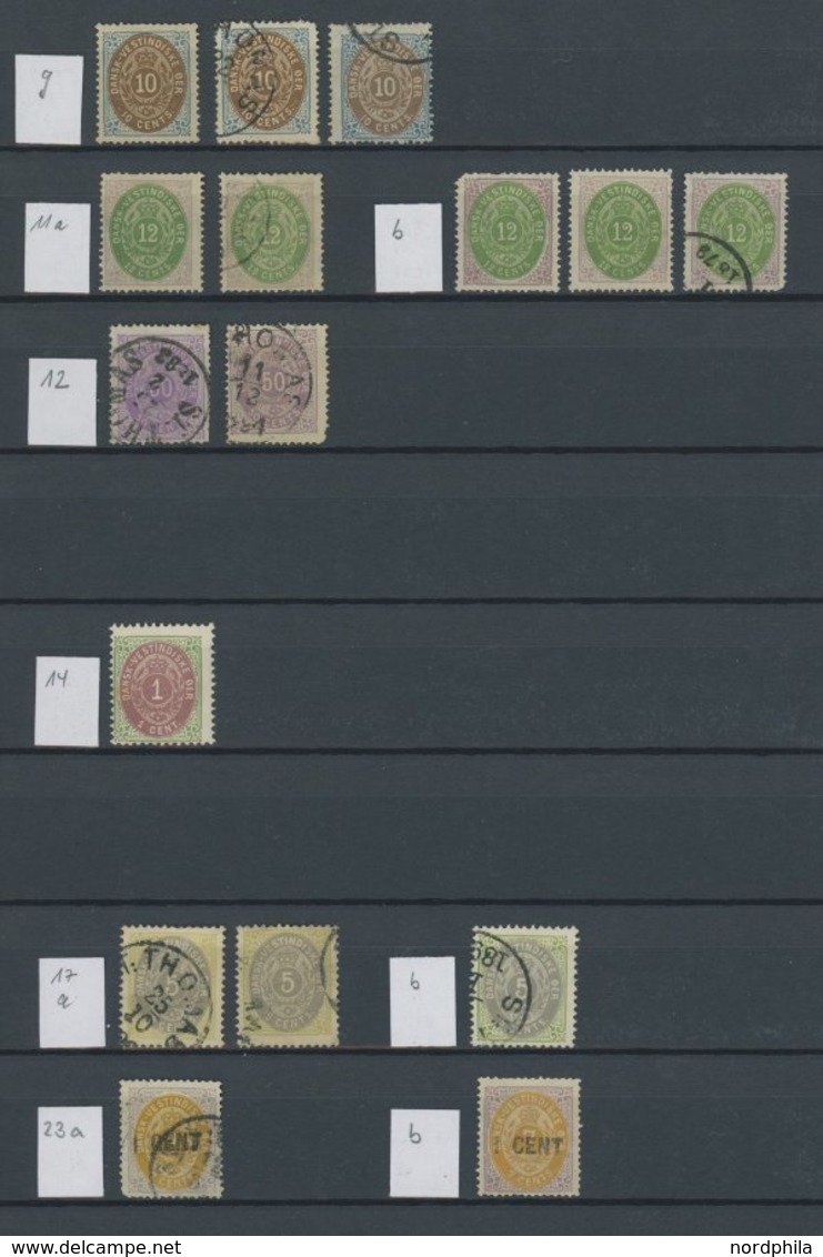 DÄNISCH-WESTINDIEN O,* , 1872-1896, Spezialsammlung Bi-coloured Type, Insgesamt 85 Werte Nach Drucken Gesammelt, Untersc - Danish West Indies