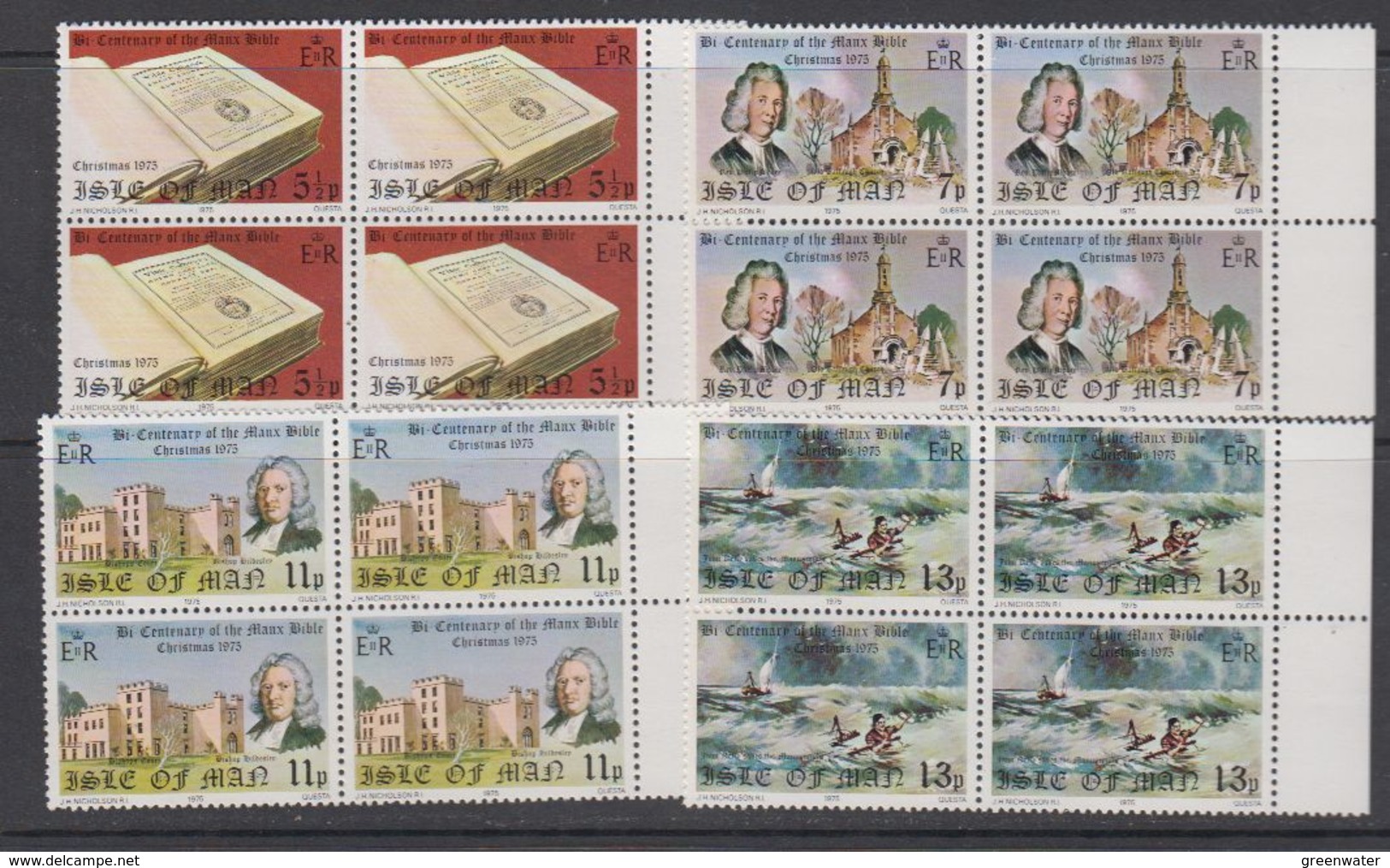 Isle Of Man 1975 Christmas / Manx Bible 4v Bl Of 4  ** Mnh (42529L) - Man (Eiland)