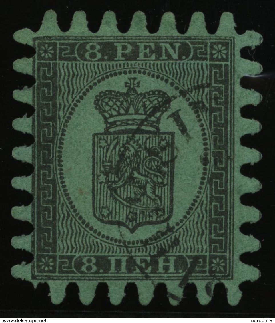 FINNLAND 6Cx O, 1867, 8 P. Schwarz Auf Grün, Alle Zungen, Pracht - Autres & Non Classés