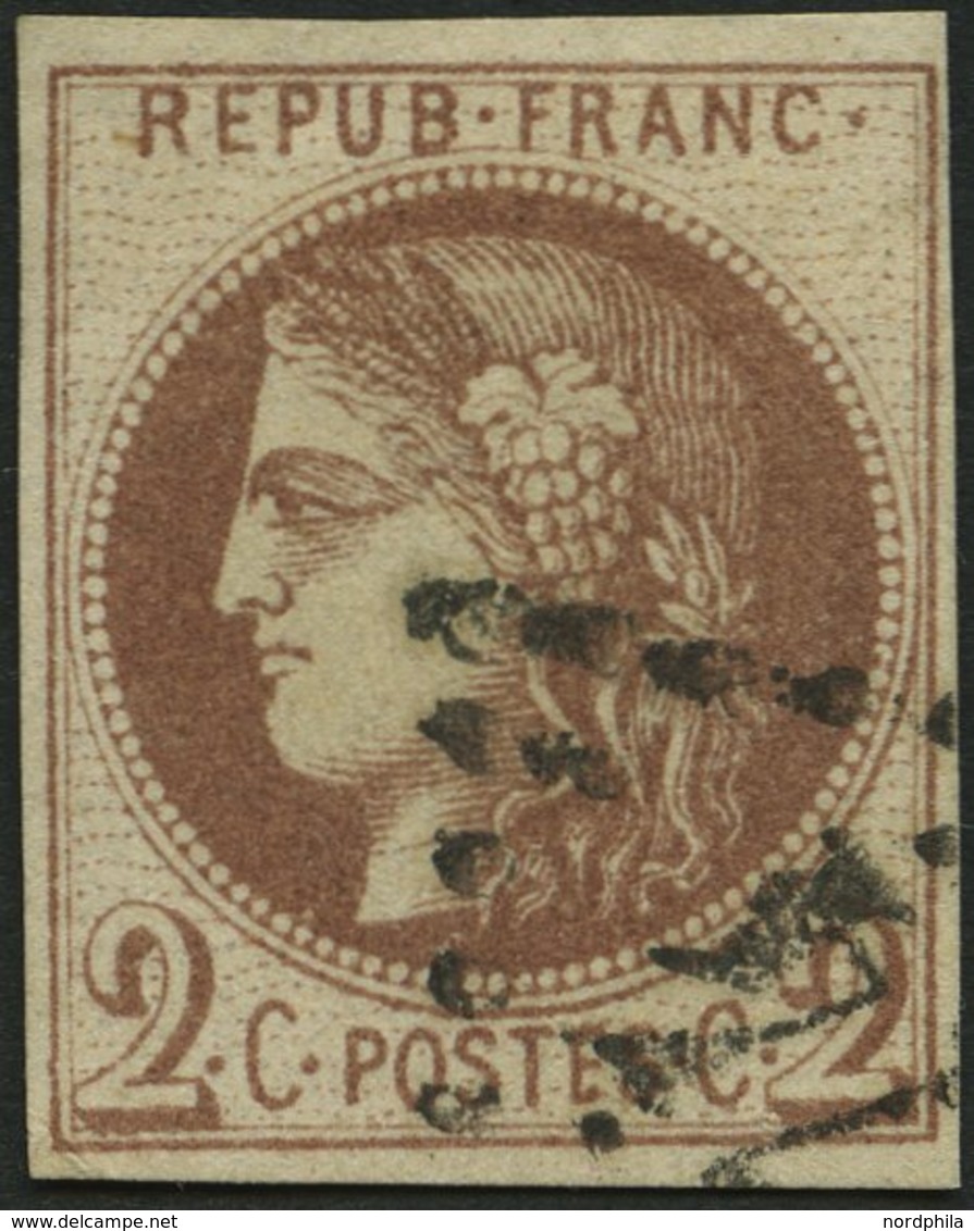 FRANKREICH 37c O, 1870, 2 C. Schokoladenbraun, Type I (Yvert Nr. 40A), Punkthelle Stelle Sonst Farbfrisch Pracht, Yvert  - Autres & Non Classés