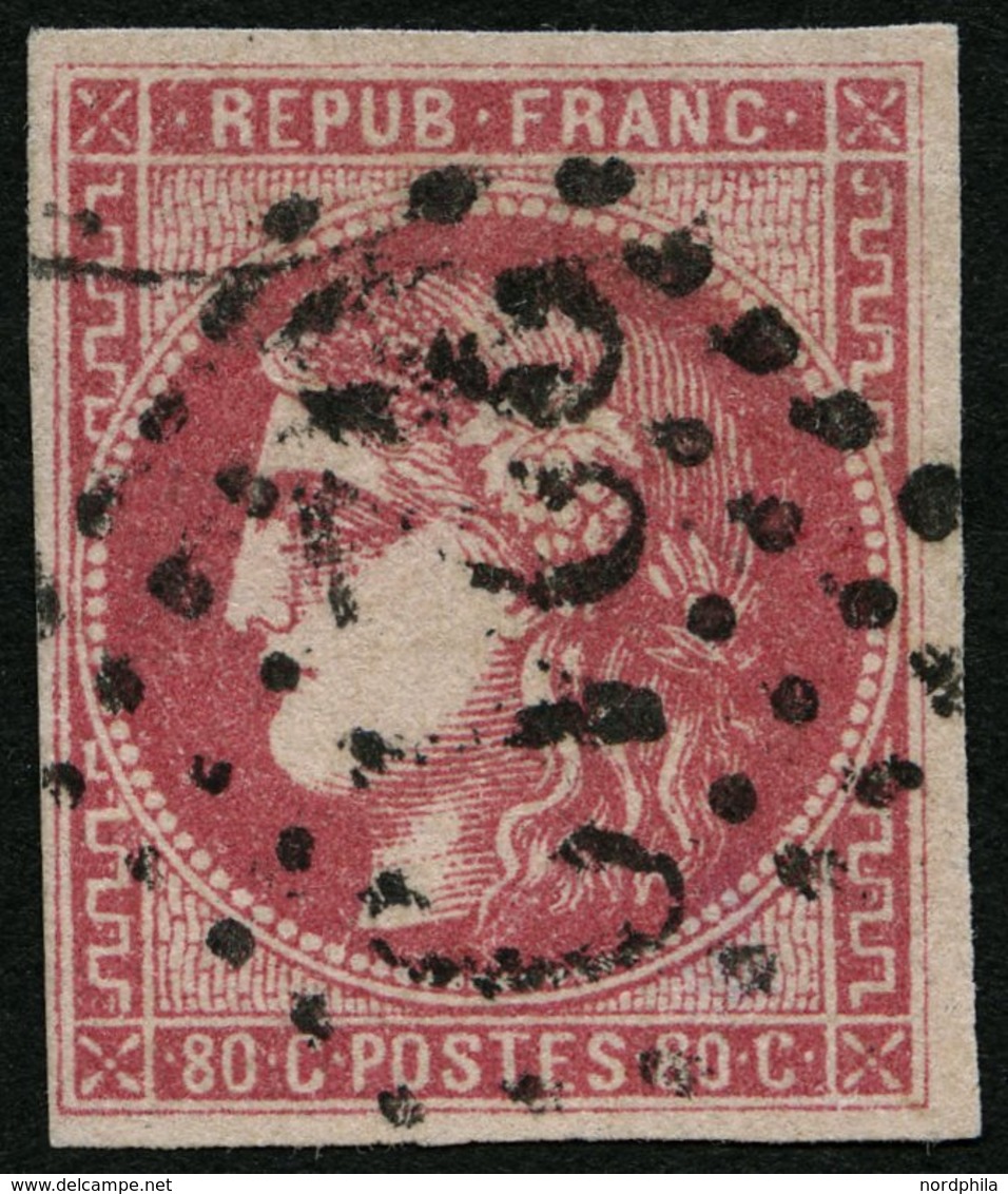 FRANKREICH 44a O, 1870, 80 C. Rosa, Kaum Sichtbare Bugspur Sonst Pracht, Mi. 300.- - Autres & Non Classés