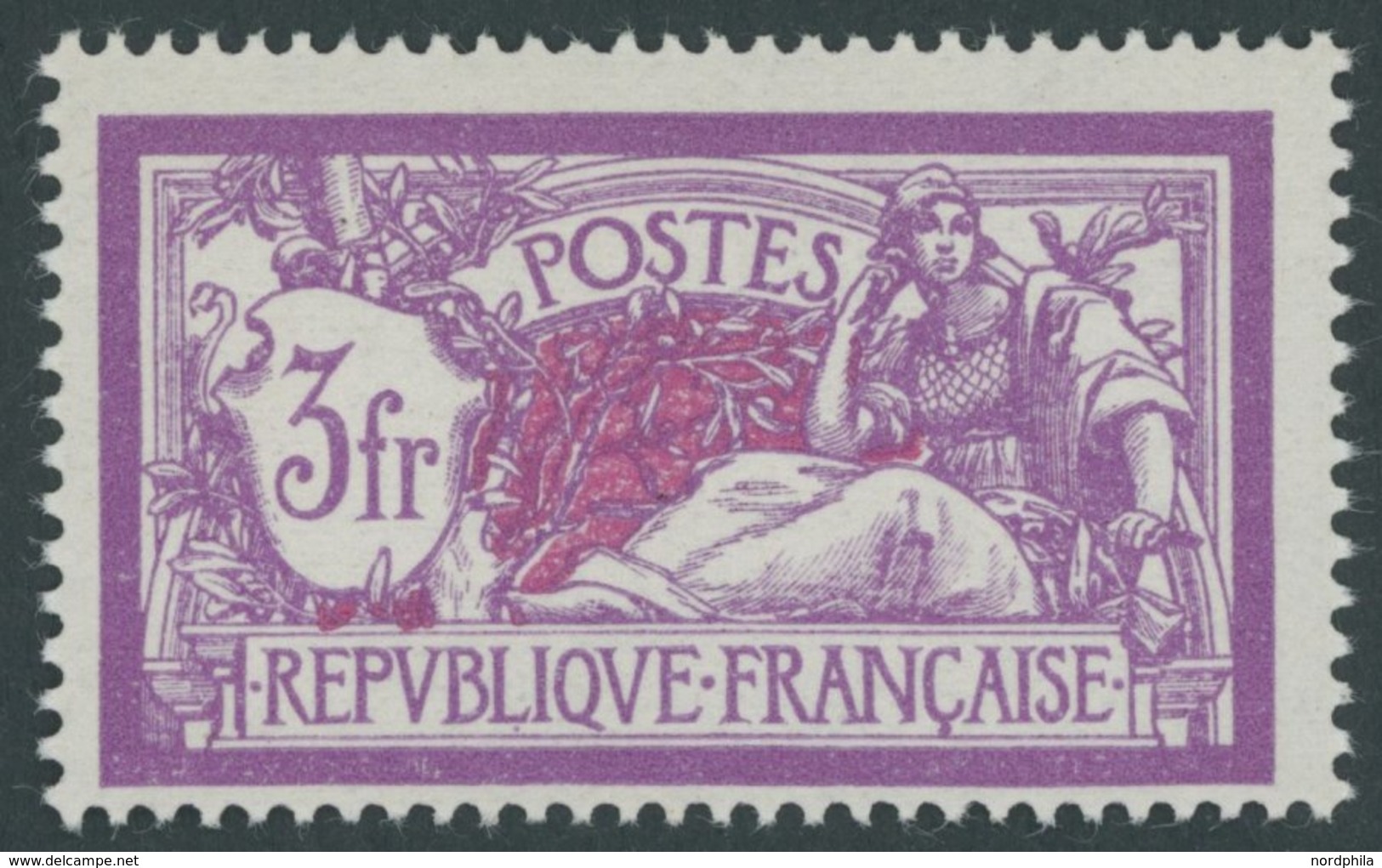 FRANKREICH 222 **, 1927, 3 Fr. Allegorie, Pracht, Mi. 130.- - Sonstige & Ohne Zuordnung