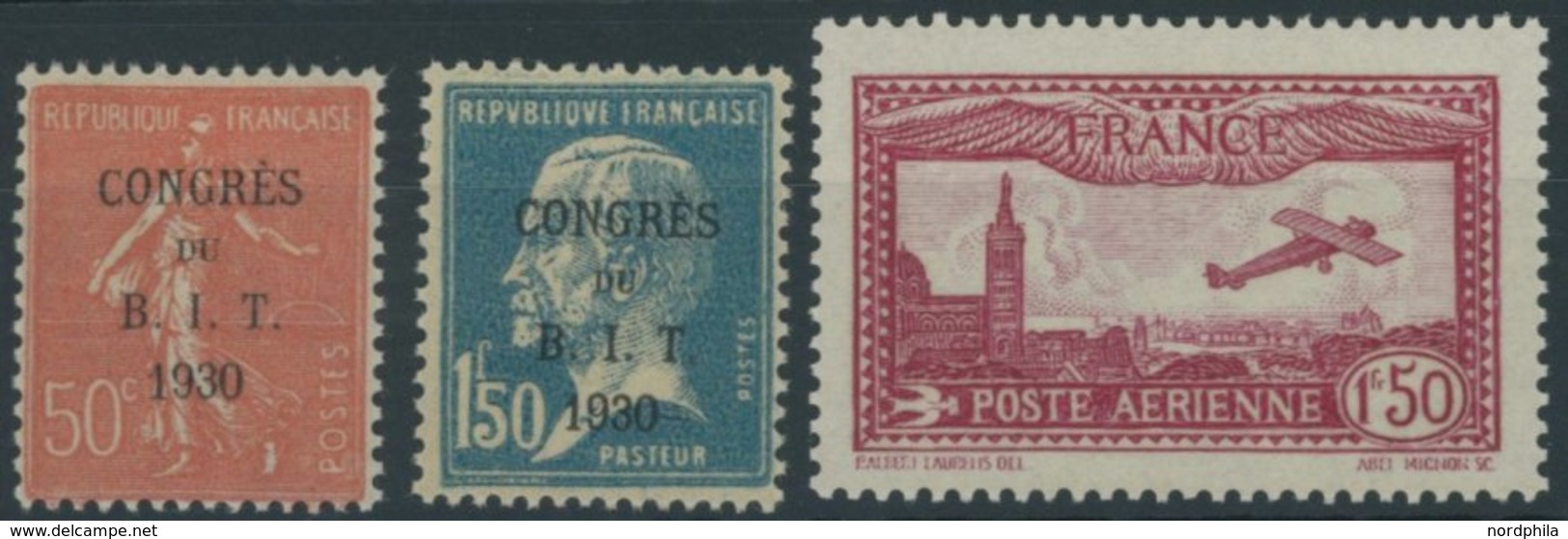 FRANKREICH 249-51 **, 1930, Arbeitsamt Und Flugpost, Postfrisch, 3 Prachtwerte, Mi. 73.- - Autres & Non Classés