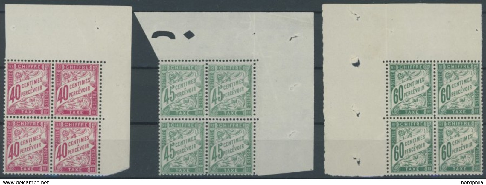 PORTOMARKEN P 47-49 VB **, 1924/5, 40 - 60 C. In Oberen Eckrandviererblocks, Postfrisch, Pracht, Mi. (154.-) - Postage Due