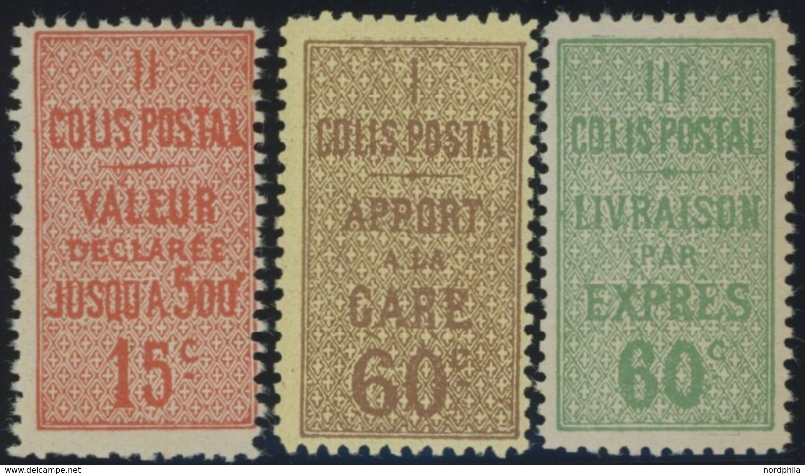 PAKETMARKEN PP 11,14/5 **, 1922/3,15 Und 60 C. Schrift Vor Rautengitter, Gezähnt L 11, 3 Postfrische Prachtwerte - Other & Unclassified