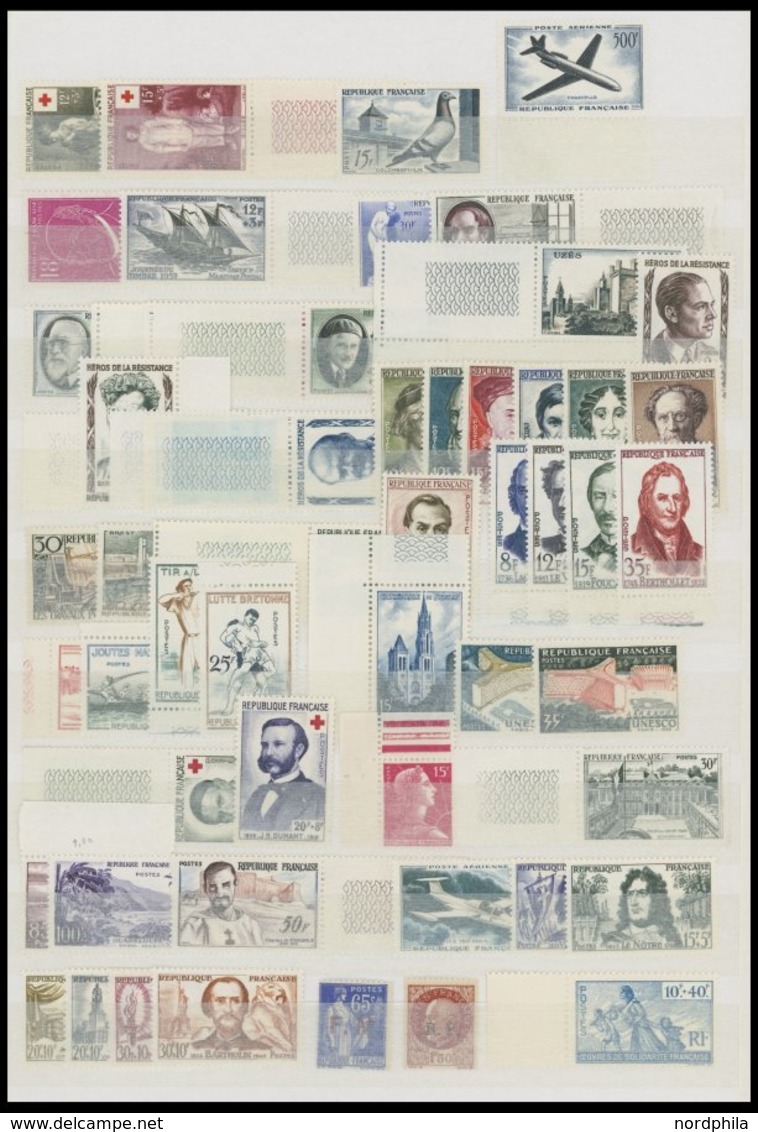 SAMMLUNGEN **, 1945-59, Postfrische Teilsammlung Frankreich Mit Mittleren Ausgaben, U.a. Mi.Nr. 782, 1120, 1132-34, Prac - Collections