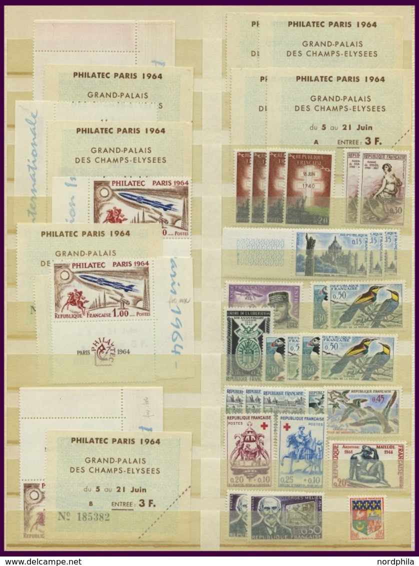 LOTS **, 1960-68, Saubere Postfrische Dublettenpartie Mit Dienst-u. Unescomarken, Mit Nr. 1480 5x, Meist Pracht, Günstig - Sammlungen