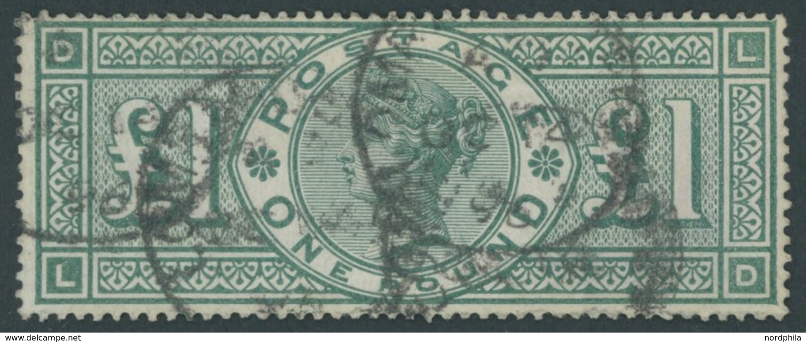 GROSSBRITANNIEN 99 O, 1891, 1 £ Dunkelgelbgrün, Wz. 11, Pracht, Mi. 650.- - Other & Unclassified