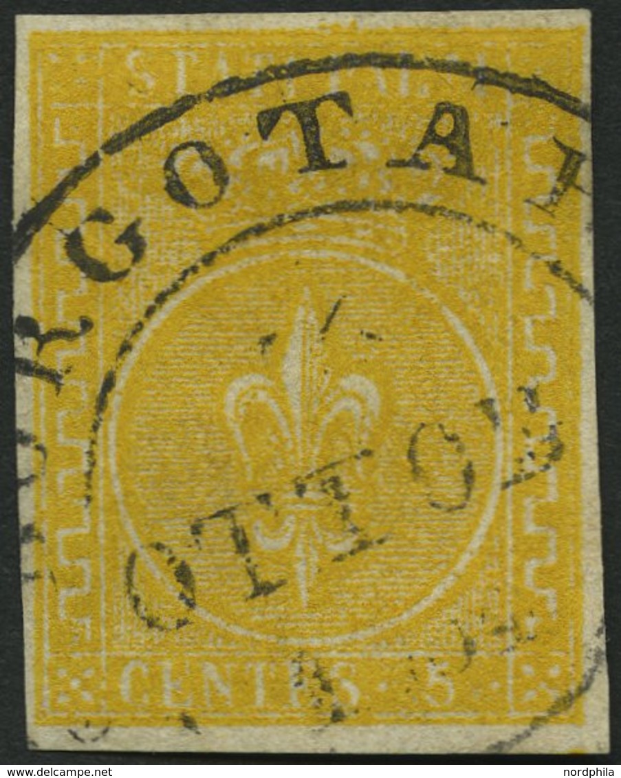 PARMA 6a O, 1853, 5 C. Orange, Zentrischer K2 BORGOTARO, Breitrandig, Kabinett, Gepr. Drahn, Mi. (750.-) - Parma