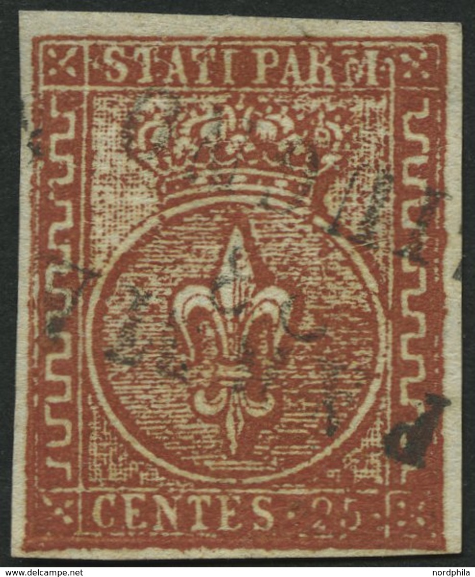 PARMA 8 O, 1855, 25 C. Rotbraun, Breitrandig, Pracht, Mi. 300.- - Parme