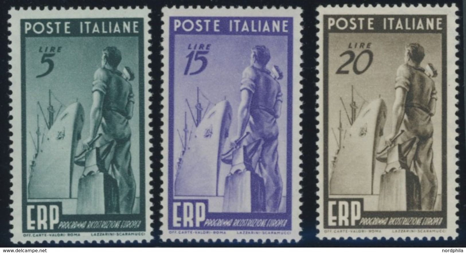 ITALIEN 774-76 **, 1949, Marshall-Plan, Postfrischer Prachtsatz, Mi. 130.- - Oblitérés