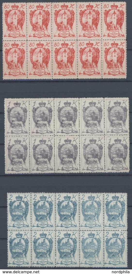 LIECHTENSTEIN 25-39 **, 1920, Freimarken In Postfrischen 10er-Blöcken, übliche Zähnung Und Gummierung, Pracht, Mi. 400.- - Otros & Sin Clasificación