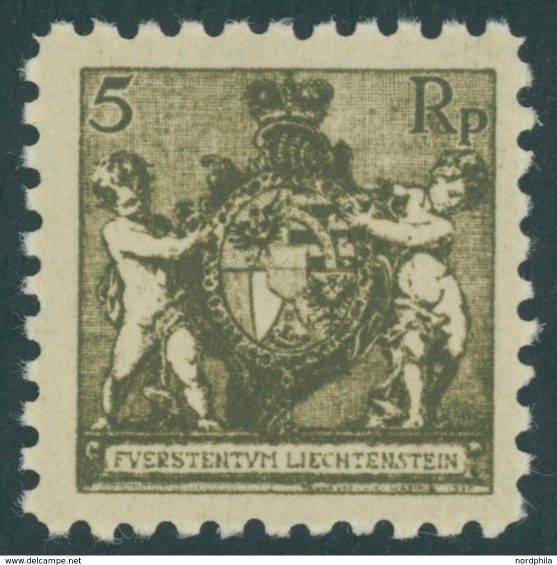 LIECHTENSTEIN 48A **, 1921, 5 Rp. Schwarzbräunlicholiv, Gezähnt L 91/2, Postfrisch, Pracht, Mi. 280.- - Sonstige & Ohne Zuordnung