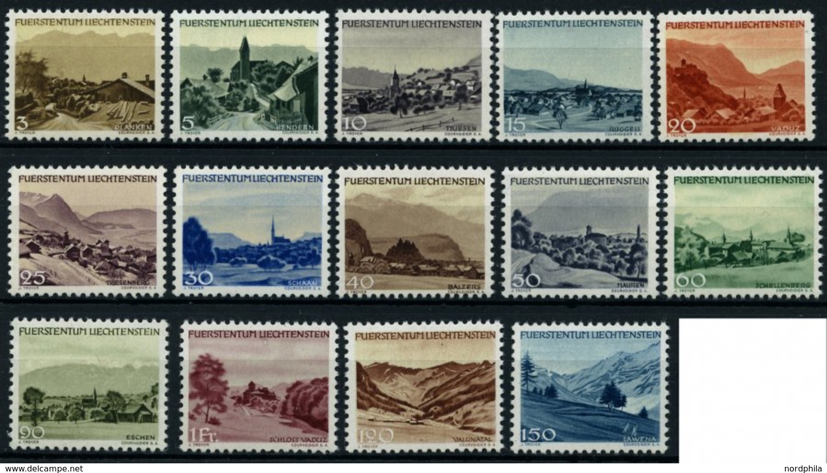 LIECHTENSTEIN 224-37 **, 1944, Gemeinden Und Landschaften, Prachtsatz, Mi. 60.- - Autres & Non Classés