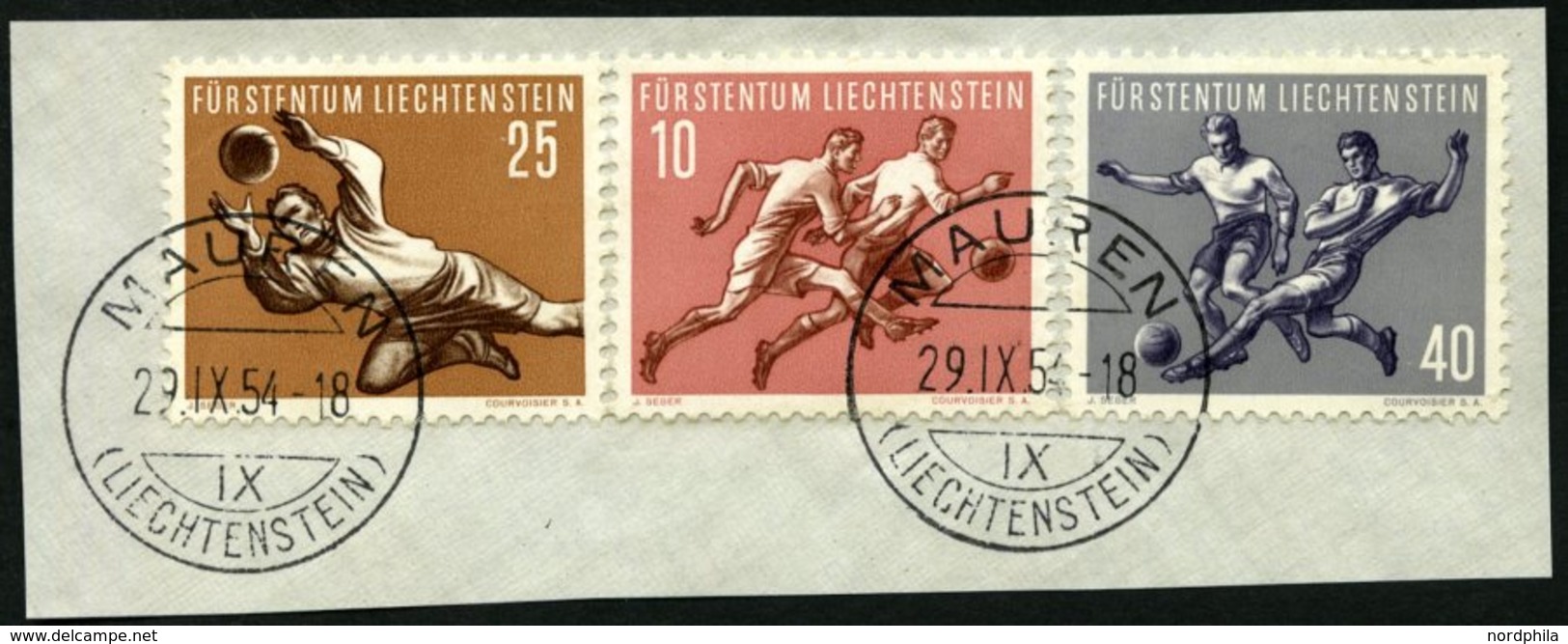 LIECHTENSTEIN 324/5 BrfStk, 1954, 25 Und 40 Rp. 1. Sportserie, Prachtbriefstück, Mi. 61.- - Autres & Non Classés