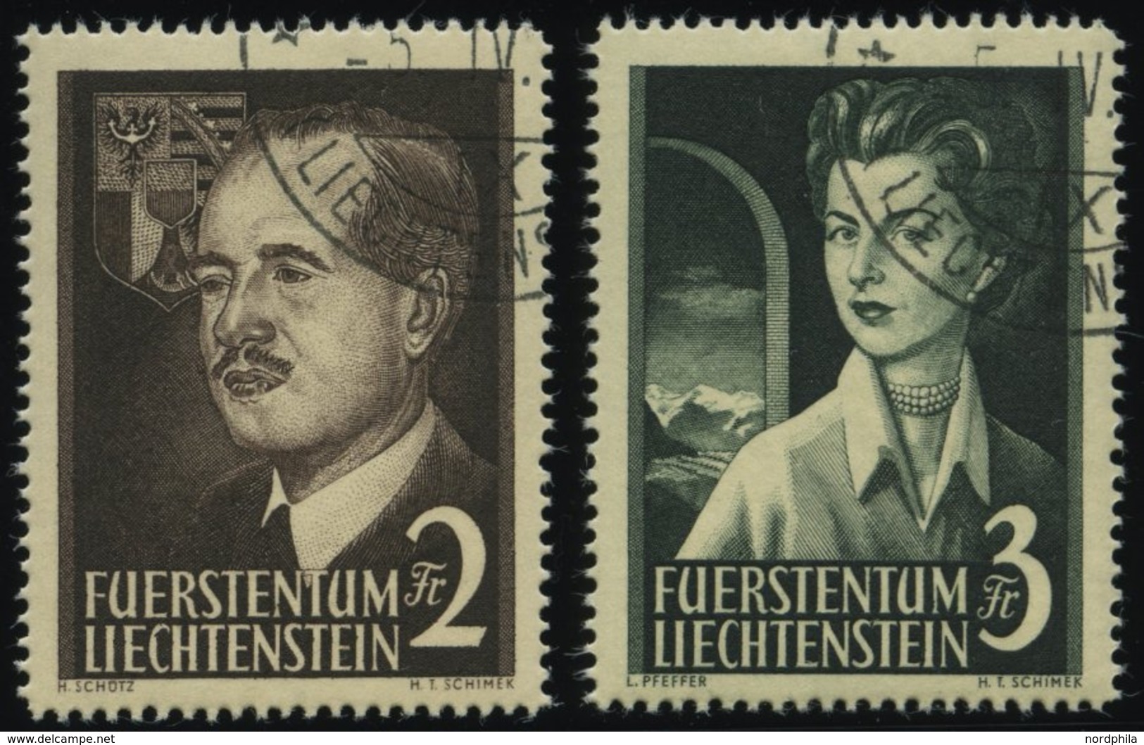 LIECHTENSTEIN 332/3 O, 1955, Fürstenpaar, Pracht, Mi. 130.- - Otros & Sin Clasificación