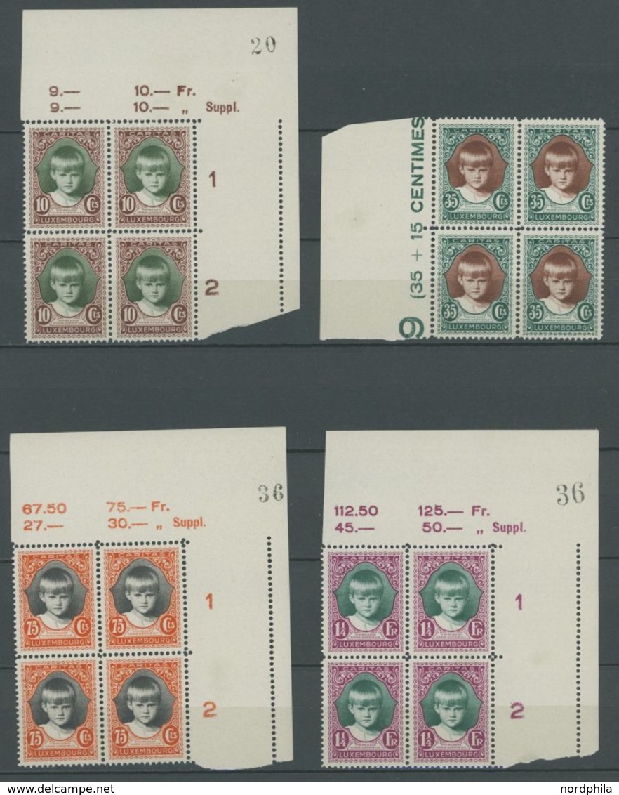 LUXEMBURG 213-17 VB **, 1929, Kinderhilfe, Randviererblocks, Postfrisch, Pracht, Mi. 120.- - 1859-1880 Wappen & Heraldik